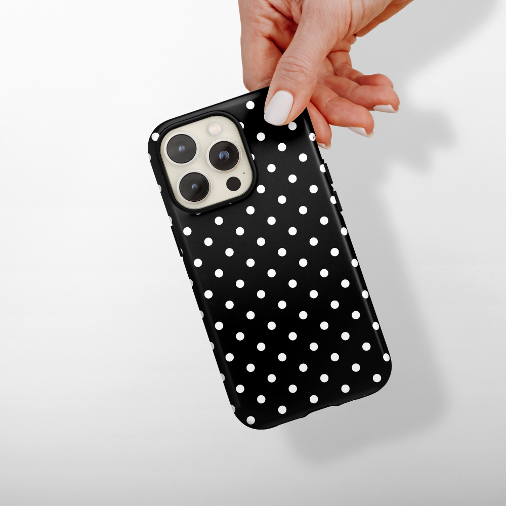 Tough Phone Case - Black Polka Dots